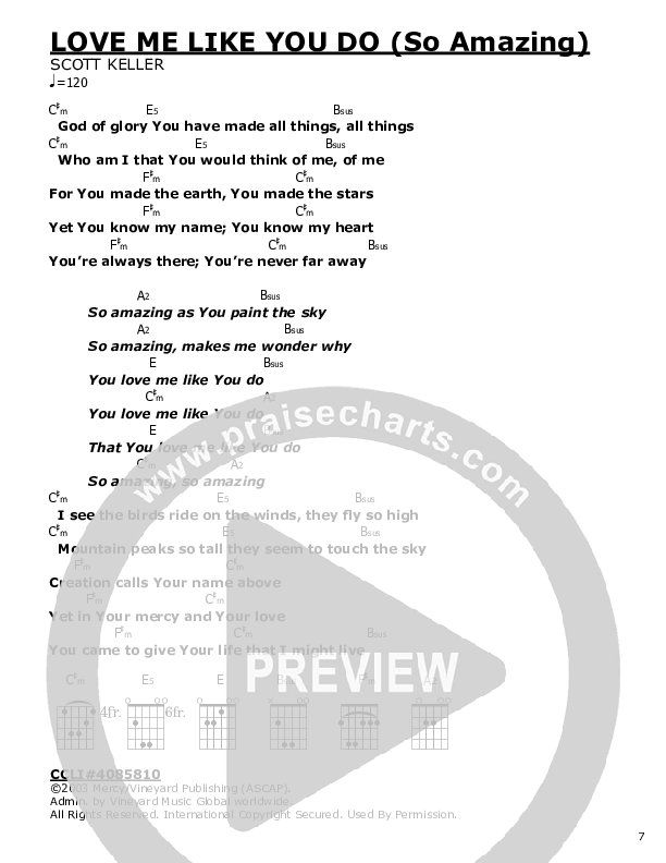 Love Me Like You Do Chord Chart (Scott Keller)