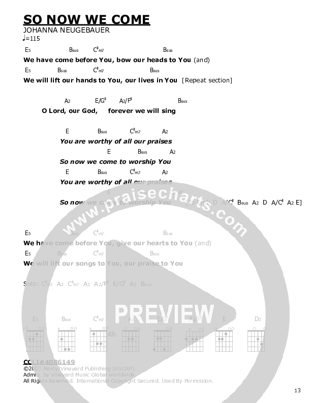 So Now We Come Chords & Lyrics ()