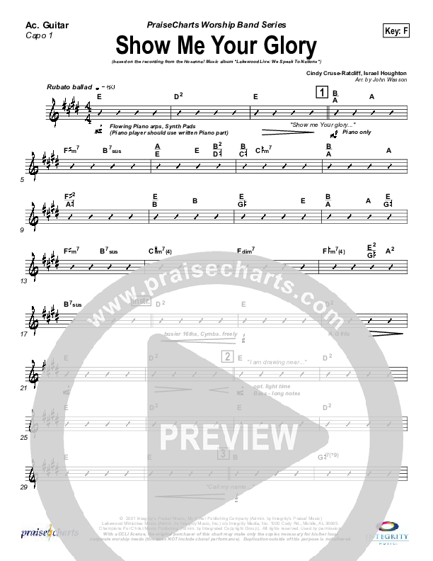 Show Me Your Glory Acoustic Guitar (Lakewood Church)