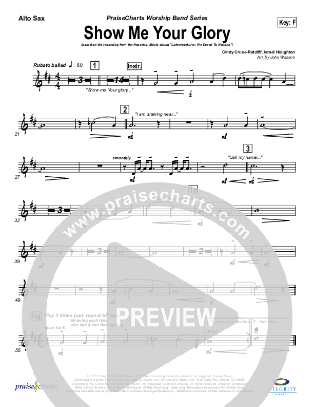 Show Me Your Glory Alto Sax (Lakewood Church)