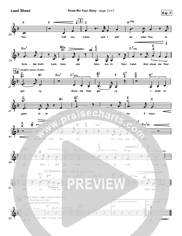 Show Me Your Glory Lead Sheet (Lakewood Church)