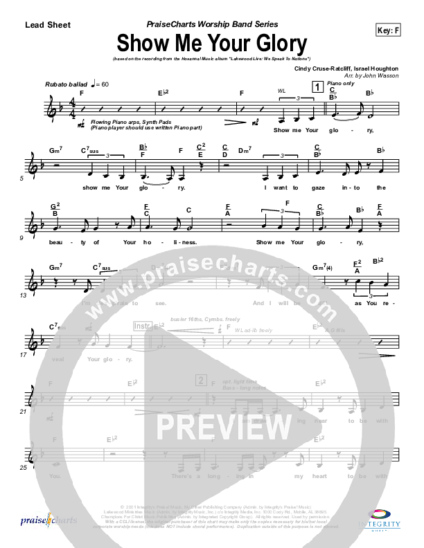 Show Me Your Glory Lead Sheet (SAT) (Lakewood Church)