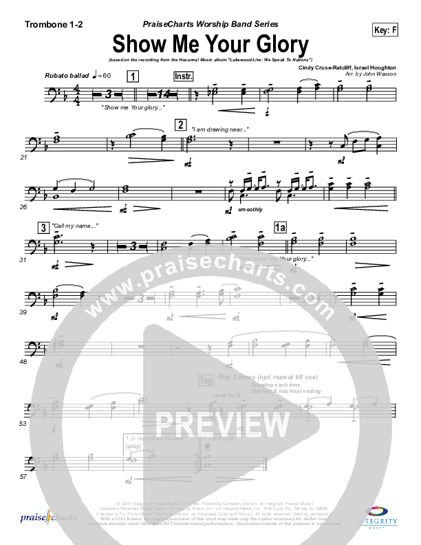 Show Me Your Glory Trombone 1/2 (Lakewood Church)