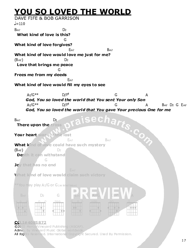 You So Loved The World Chords & Lyrics ()