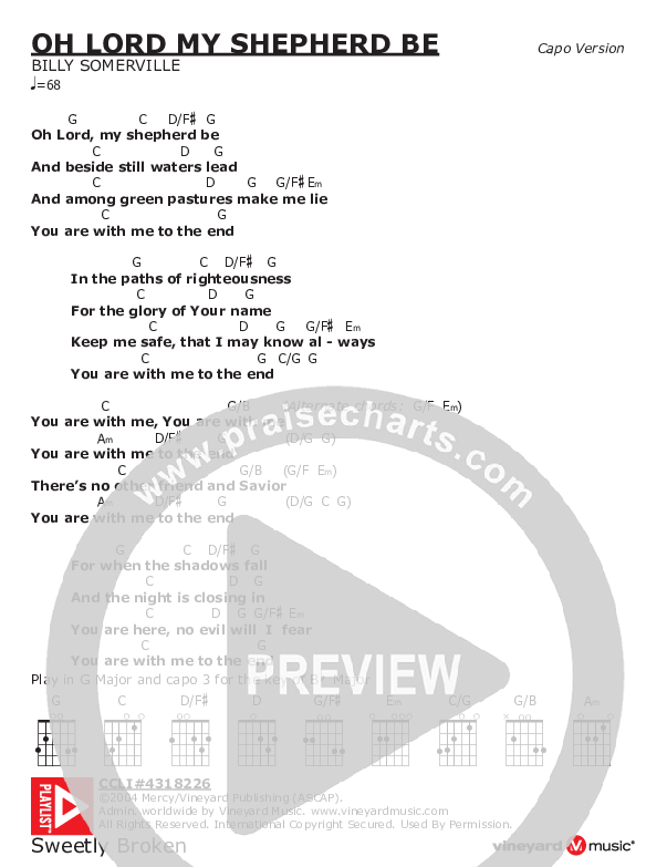 Oh Lord My Shepherd Be Chords & Lyrics (Billy Somerville)