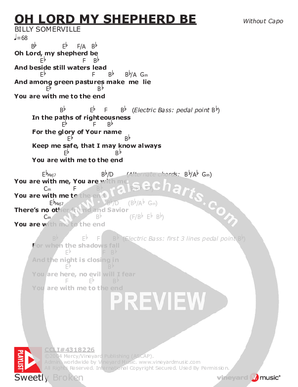 Oh Lord My Shepherd Be Chord Chart (Billy Somerville)