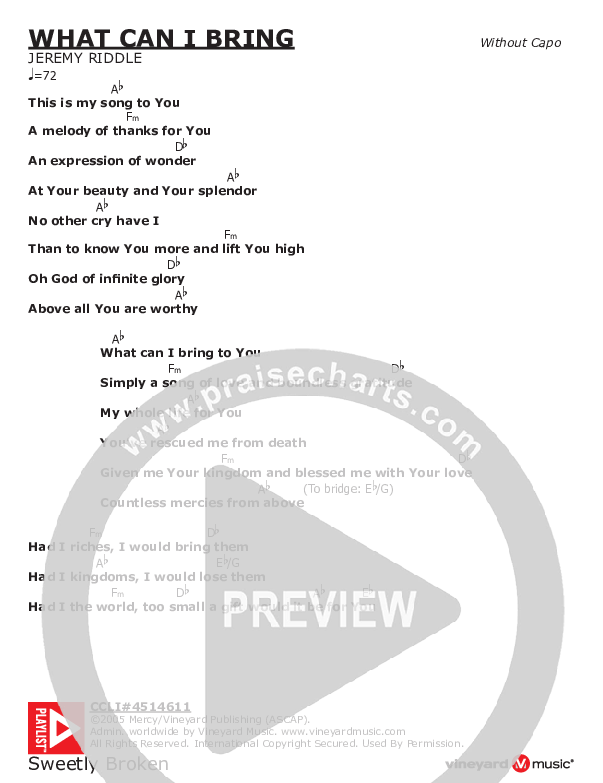 What Can I Bring Chords & Lyrics (Jeremy Riddle)