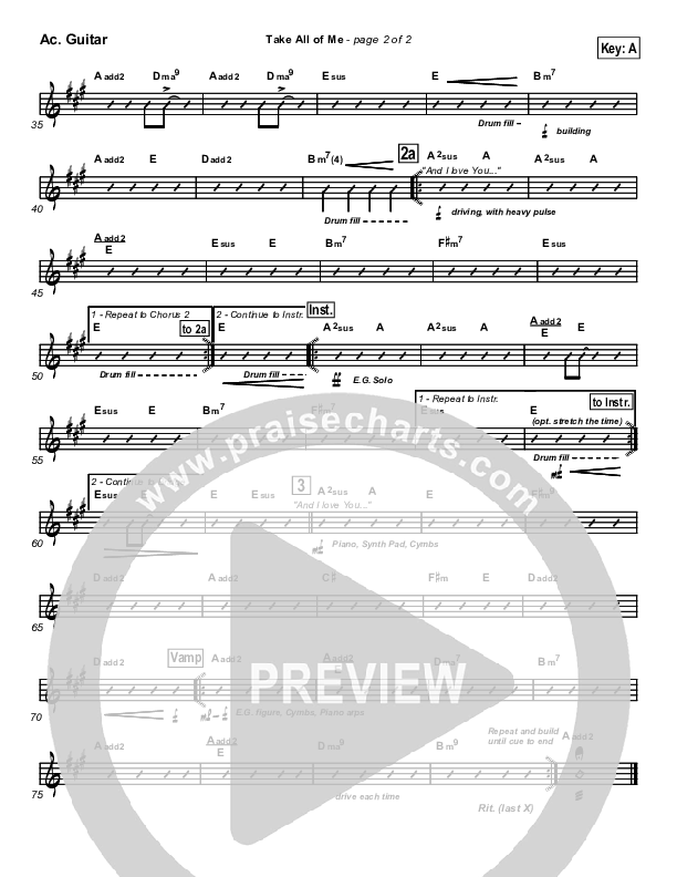 Take All Of Me Acoustic Guitar (Hillsong Worship)