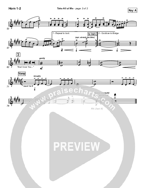 Take All Of Me French Horn 1/2 (Hillsong Worship)