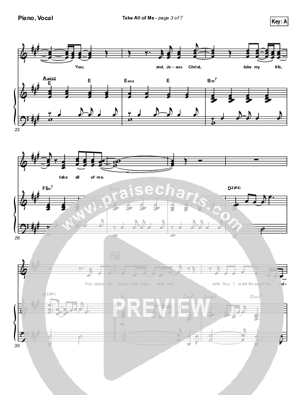 Take All Of Me Piano/Vocal Pack (Hillsong Worship)