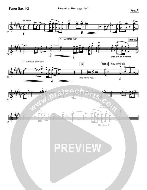 Take All Of Me Tenor Sax 1/2 (Hillsong Worship)