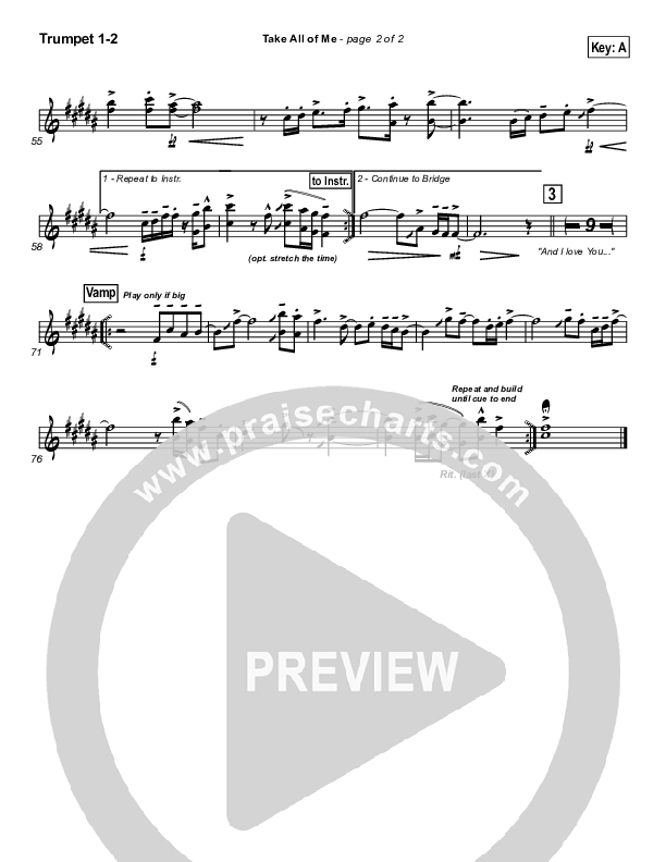 Take All Of Me Trumpet 1,2 (Hillsong Worship)