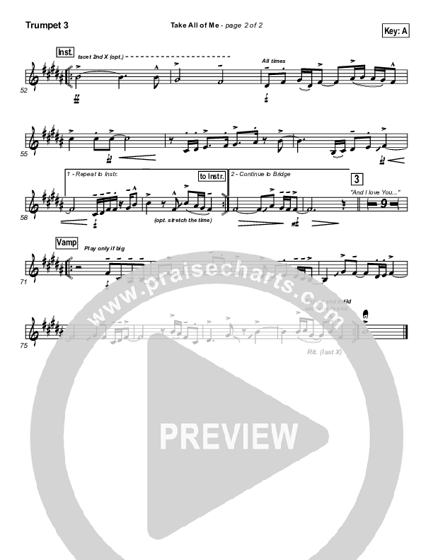 Take All Of Me Trumpet 3 (Hillsong Worship)