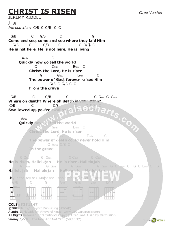 Christ Is Risen Chords & Lyrics (Jeremy Riddle)