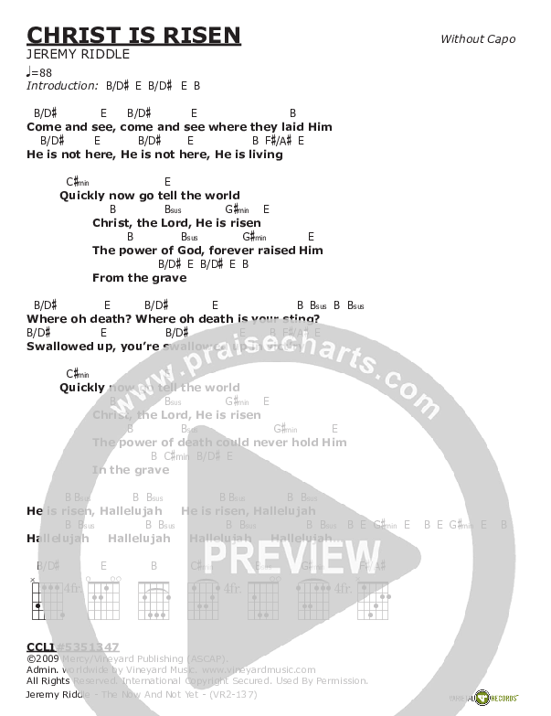 Christ Is Risen Chords & Lyrics (Jeremy Riddle)