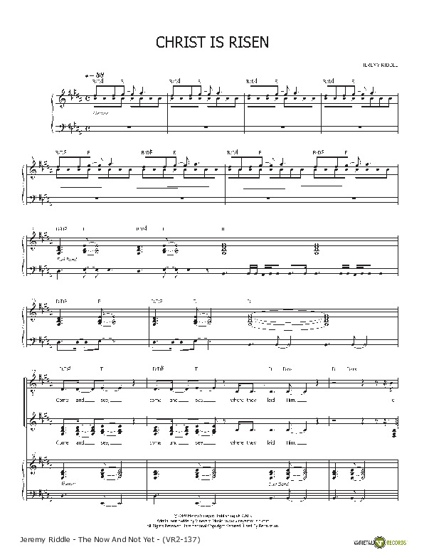 Christ Is Risen Piano/Vocal & Lead (Jeremy Riddle)