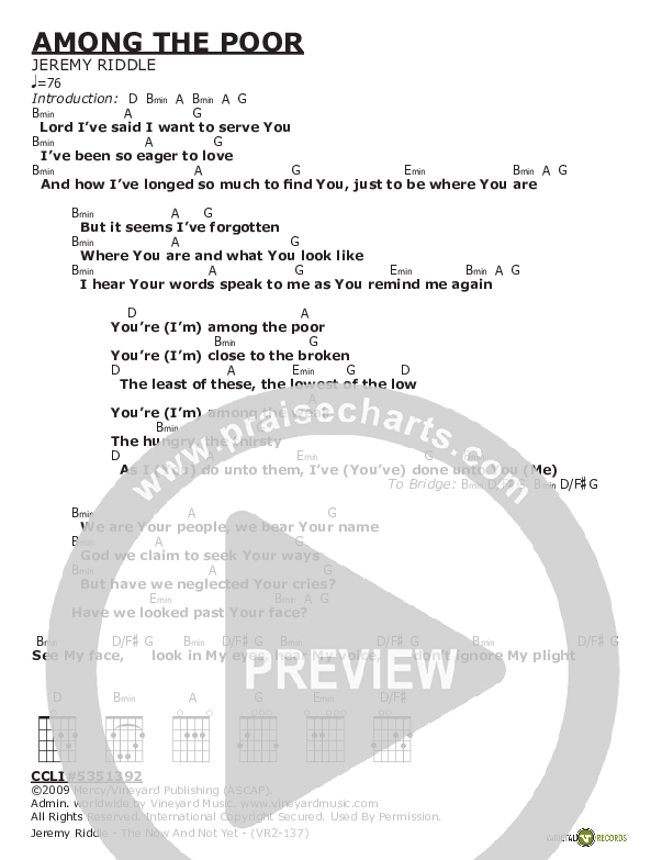 Among The Poor Chord Chart (Jeremy Riddle)