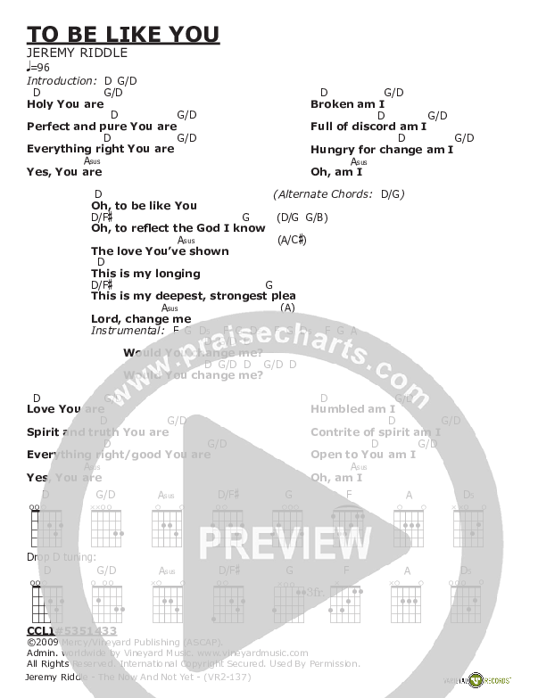 To Be Like You Chord Chart (Jeremy Riddle)