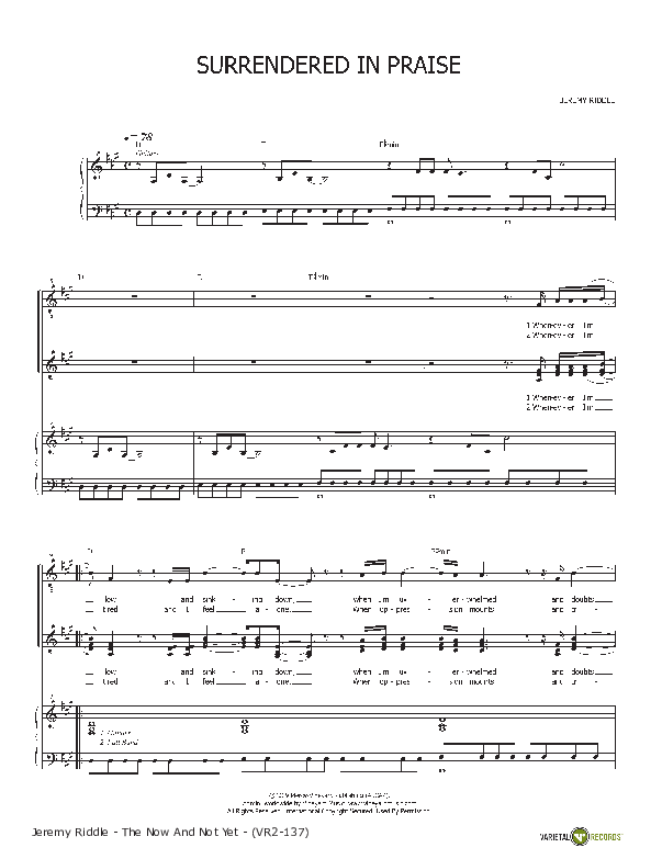 Surrendered In Praise Lead & Piano (Jeremy Riddle)