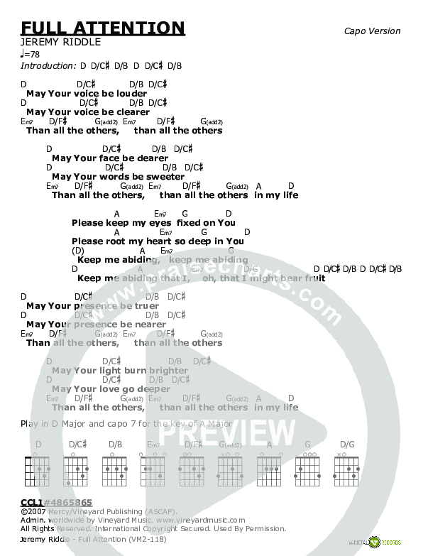Full Attention Chords & Lyrics (Jeremy Riddle)