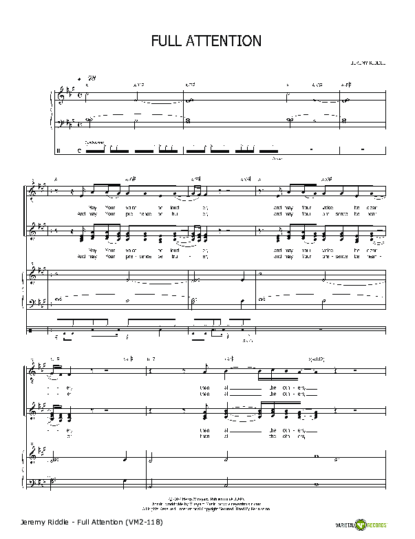 Full Attention Piano/Vocal (Jeremy Riddle)