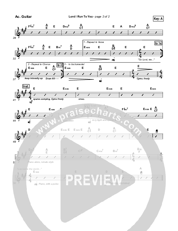 Lord I Run To You Acoustic Guitar (Tommy Walker)