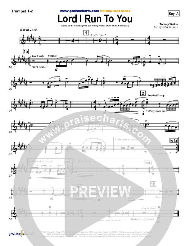 Lord I Run To You Brass Pack (Tommy Walker)