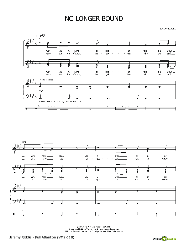 No Longer Bound Piano/Vocal (Jeremy Riddle)