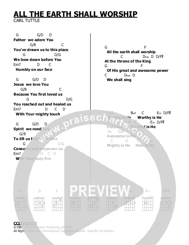 All The Earth Shall Worship Chord Chart ()