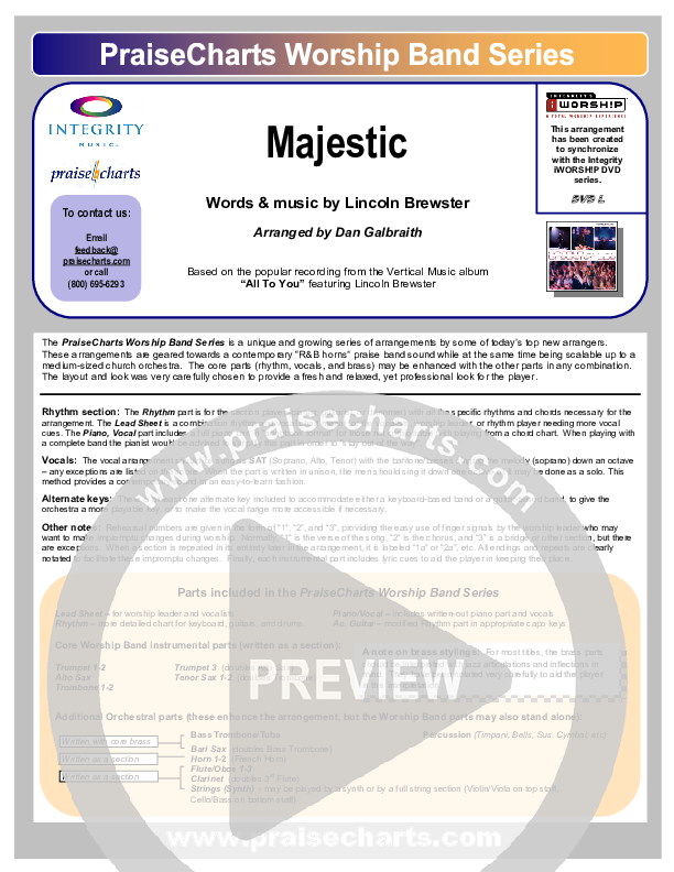 Majestic Cover Sheet (Lincoln Brewster)