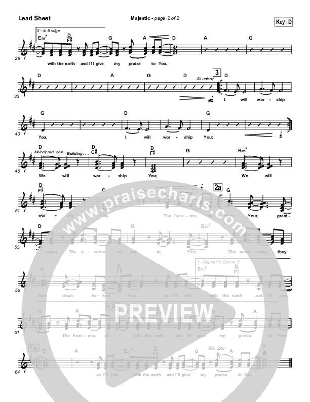 Majestic Lead Sheet (Lincoln Brewster)
