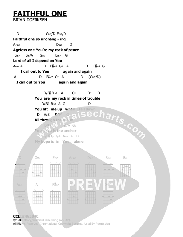 Faithful One Chord Chart (Brian Doerksen)