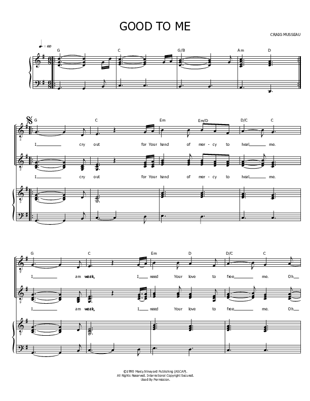Good To Me Piano/Vocal (Craig Musseau)