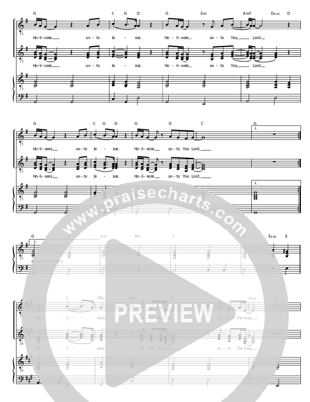 Holiness Unto The Lord Lead & Piano (Vineyard Worship)