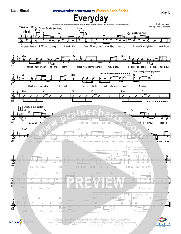 Everyday Lead Sheet (SAT) (Lincoln Brewster)