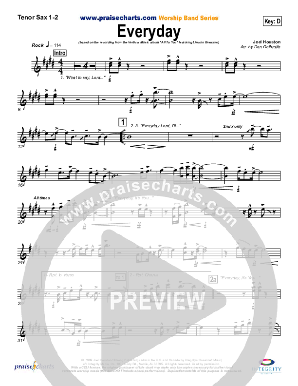 Everyday Tenor Sax 1/2 (Lincoln Brewster)