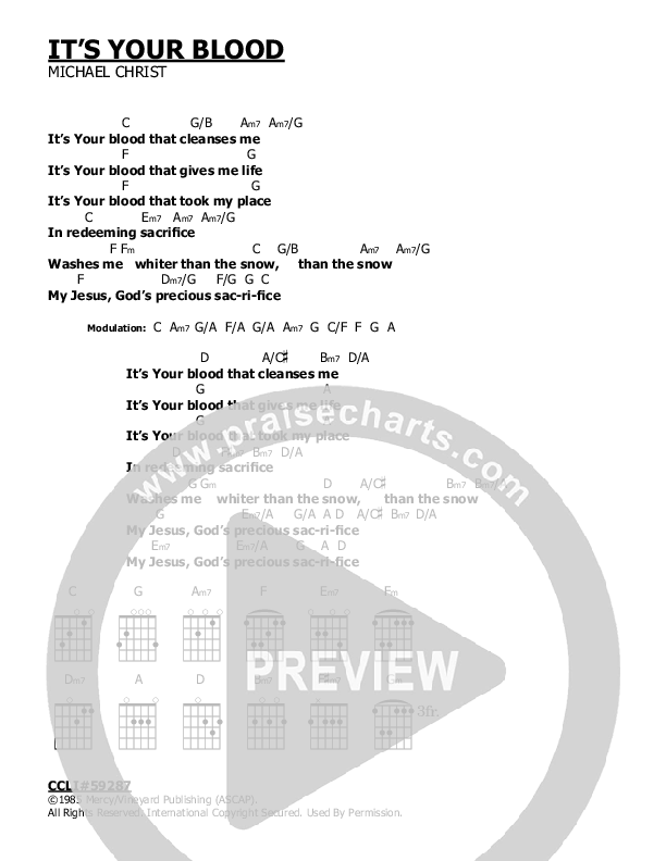 It's Your Blood Chord Chart (Tommy Funderburk)