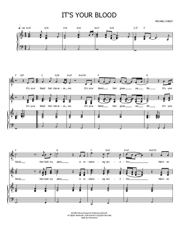 It's Your Blood Piano/Vocal (Tommy Funderburk)