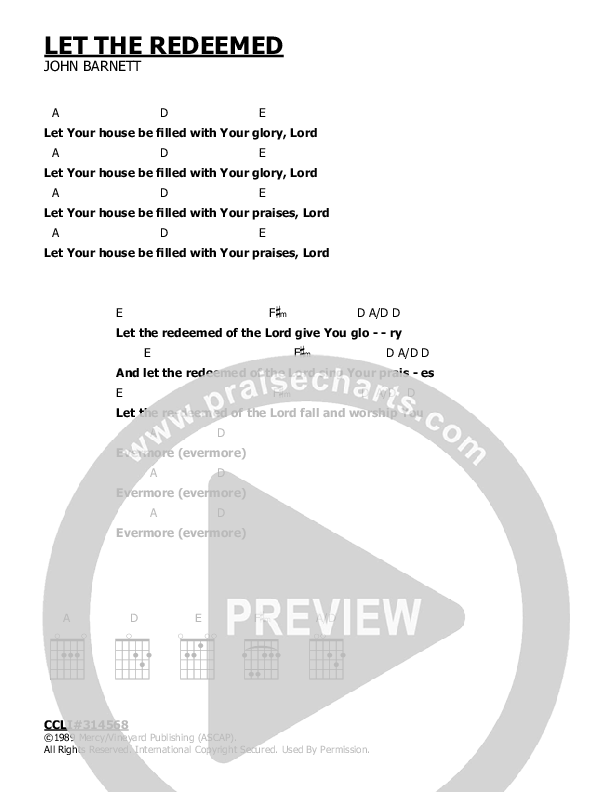 Let The Redeemed Chord Chart ()