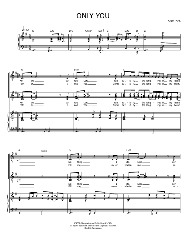 Only You Piano/Vocal (SATB) ()