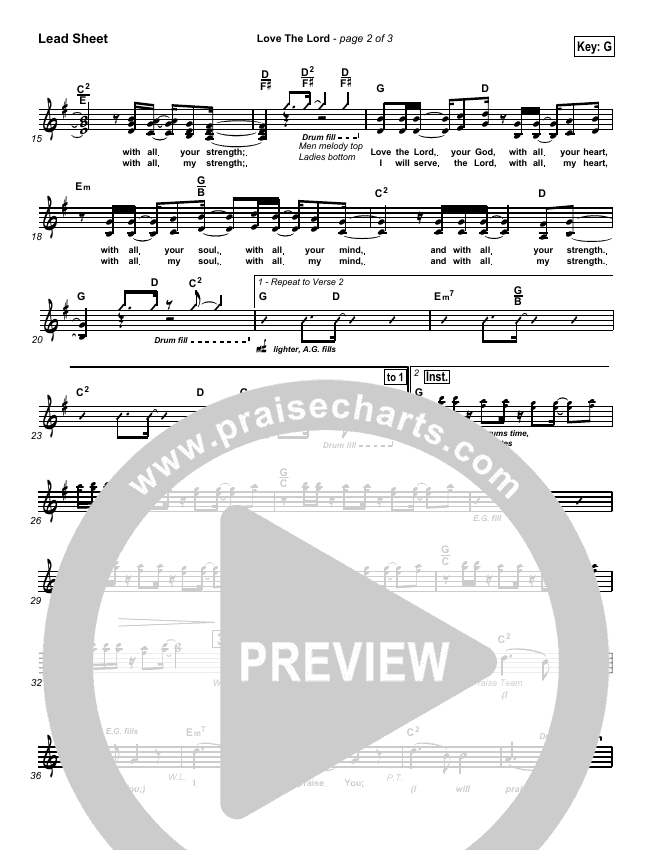 Love The Lord Sheet Music Pdf Lincoln Brewster Praisecharts