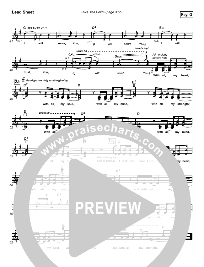 Love The Lord Sheet Music Pdf Lincoln Brewster Praisecharts