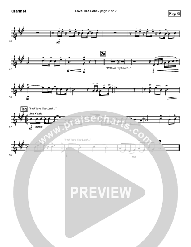 Love The Lord Clarinet (Lincoln Brewster)