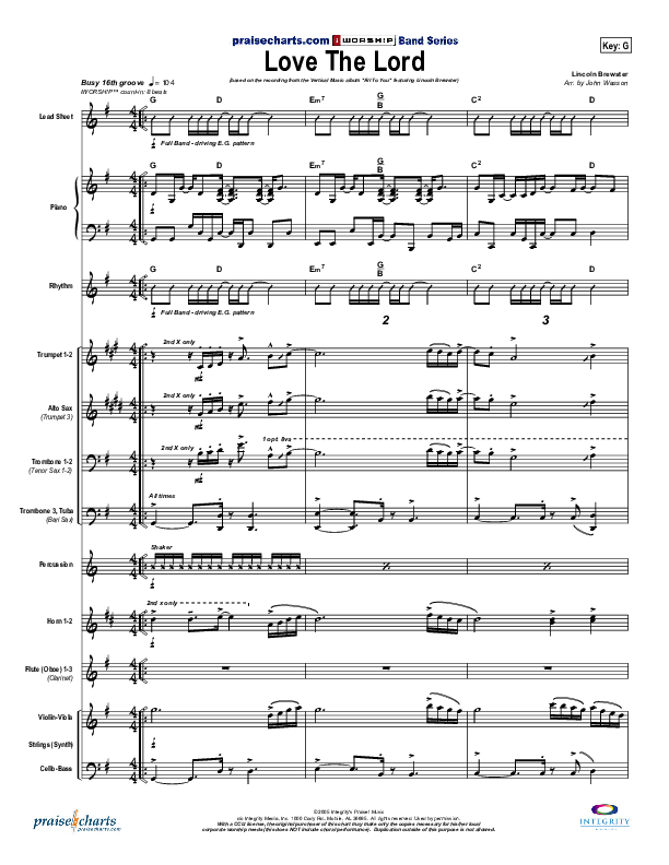 Love The Lord Orchestration (Lincoln Brewster)