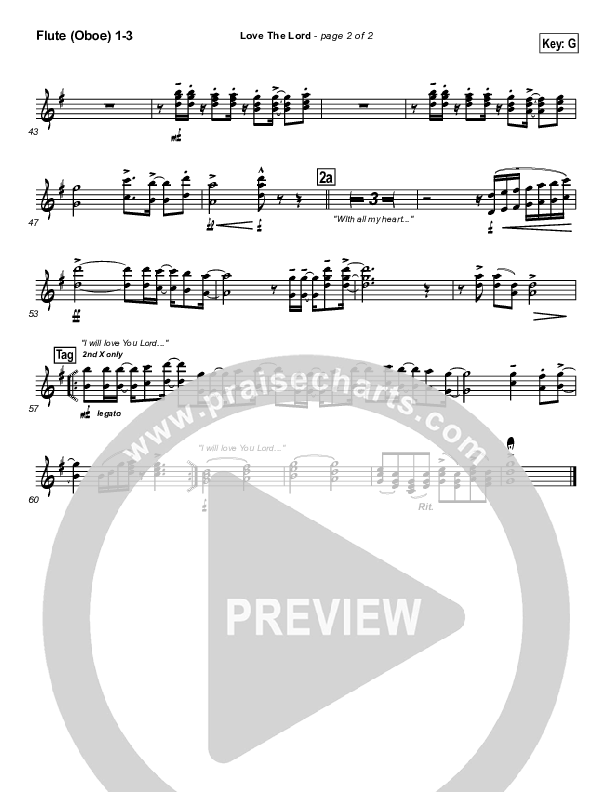 Love The Lord Flute/Oboe 1/2/3 (Lincoln Brewster)