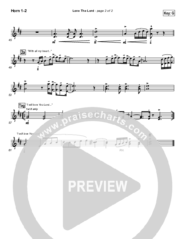 Love The Lord French Horn 1/2 (Lincoln Brewster)