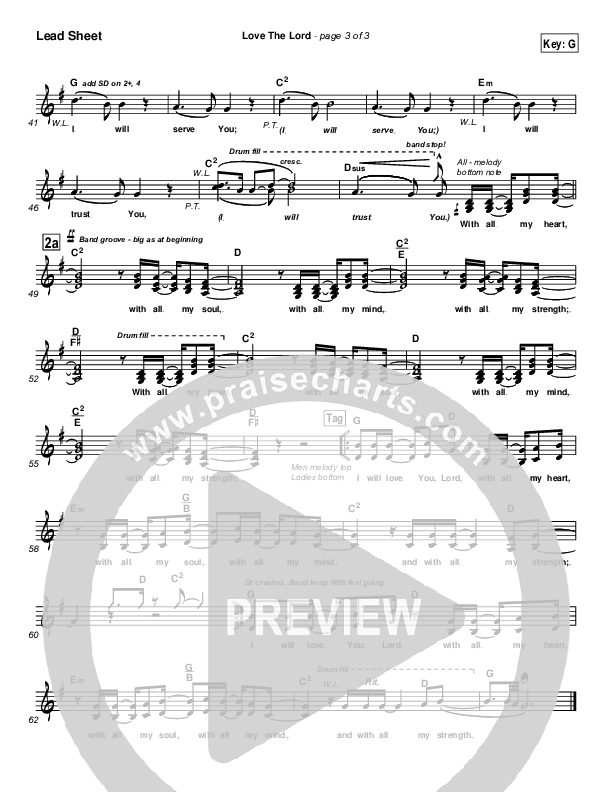 Love The Lord Lead Sheet (Lincoln Brewster)