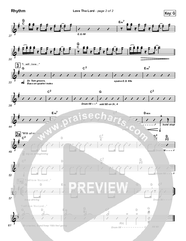 Love The Lord Rhythm Chart (Lincoln Brewster)