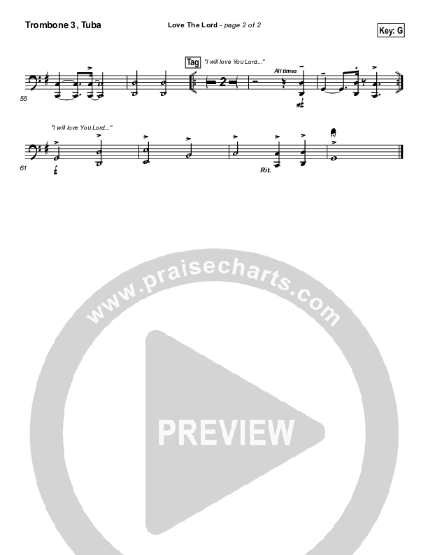 Love The Lord Trombone 3/Tuba (Lincoln Brewster)