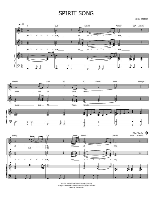 Spirit Song Lead Sheet (SAT) (John Wimber)